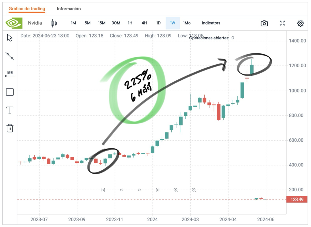 Valor de las acciones de NVIDIA en 2024